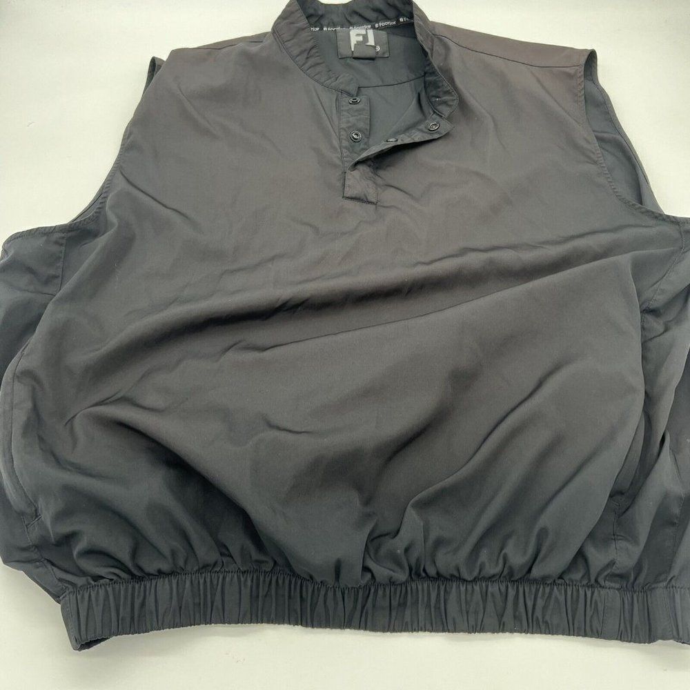 FJ Footjoy Men's Vest Pullover 1/4 Snap Jacket Size XLarge Black Golf